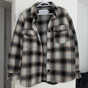 Calvin Klein Jeans Plaid Shacket - Black and Tan